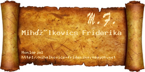 Mihálkovics Friderika névjegykártya